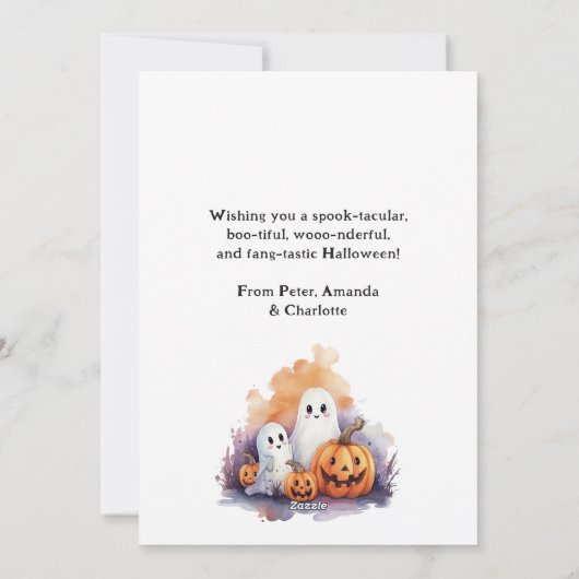 Ghosts Pumpkins Bat Happy Halloween Kaart (Achterkant)
