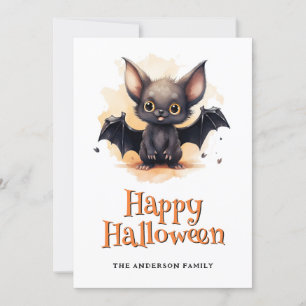 Ghosts Pumpkins Bat Happy Halloween Kaart