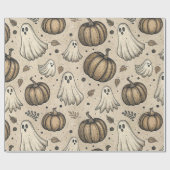  Ghosts & Pumpkins Halloween Pattern (2) Cadeaupapier (Vlak)
