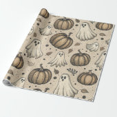 Ghosts & Pumpkins Halloween Pattern (2) Cadeaupapier (Uitgerold)
