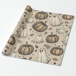  Ghosts & Pumpkins Halloween Pattern (2) Cadeaupapier