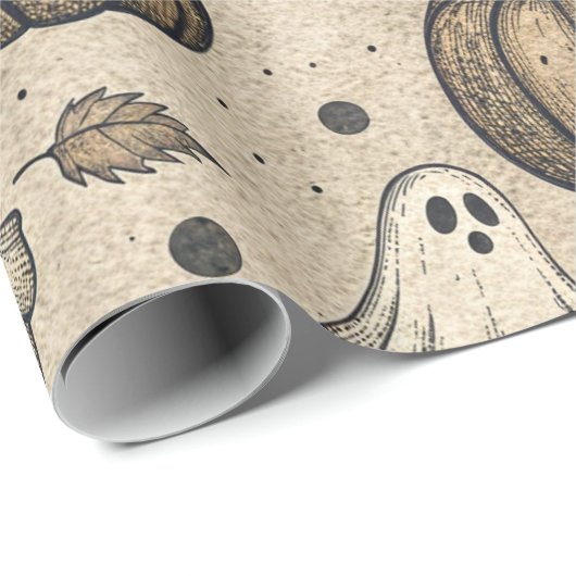 Ghosts & Pumpkins Halloween Pattern (2) Cadeaupapier (Rol Hoek)