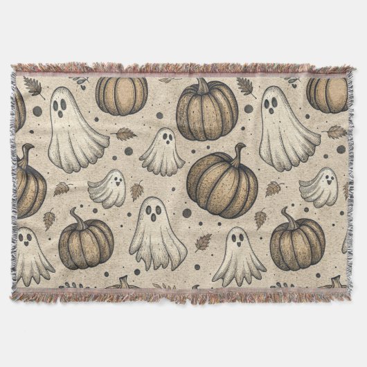  Ghosts & Pumpkins Halloween Pattern (2) Deken (Voorkant)