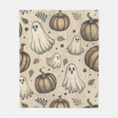  Ghosts & Pumpkins Halloween Pattern (2) Fleece Deken (Voorkant)