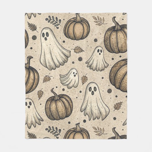 Ghosts & Pumpkins Halloween Pattern (2) Fleece Deken (Voorkant)