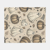  Ghosts & Pumpkins Halloween Pattern (2) Fleece Deken (Voorkant (Horizontaal))
