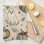  Ghosts & Pumpkins Halloween Pattern (2) Theedoek (Quarter Fold)