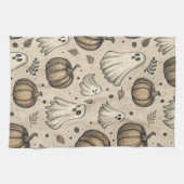  Ghosts & Pumpkins Halloween Pattern (2) Theedoek (Horizontaal)