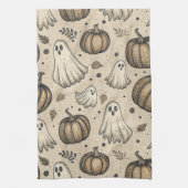  Ghosts & Pumpkins Halloween Pattern (2) Theedoek (Verticaal)