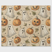  Ghosts & Pumpkins Halloweenpatroon Cadeaupapier (Vlak)