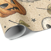  Ghosts & Pumpkins Halloweenpatroon Cadeaupapier (Rol Hoek)
