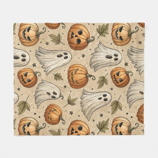  Ghosts & Pumpkins Halloweenpatroon Fleece Deken (Voorkant (Horizontaal))