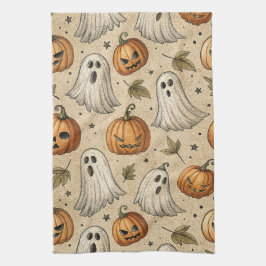 Ghosts & Pumpkins Halloweenpatroon Theedoek