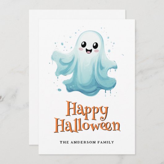 Ghosts Pumpkins Kinder Halloween Kaart (Voorkant / Achterkant)