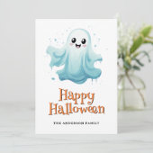 Ghosts Pumpkins Kinder Halloween Kaart (Staand voorkant)
