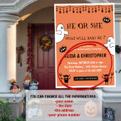 Ghosts Sinaasappel Oktober Halloween gender reveal Kaart