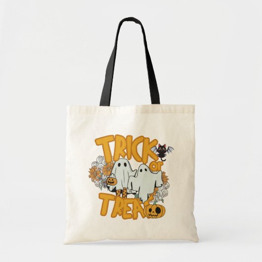 Ghosts Skulls Jack-O' Lanterns Trick or treat Tote Bag (Voorkant)