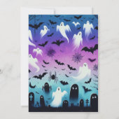 Ghosts Spiderwebs Graves Paarse Blauwe Halloween Kaart (Achterkant)