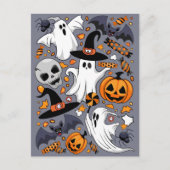 Ghosts Spooky en griezelige Schattigee Monsters Briefkaart (Voorkant)