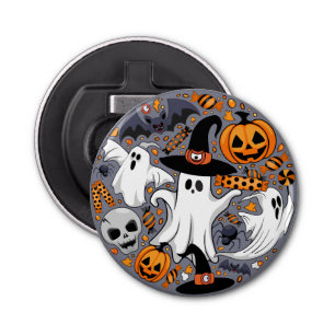 Ghosts Spooky en griezelige Schattigee Monsters Button Flesopener