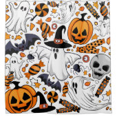 Ghosts Spooky en griezelige Schattigee Monsters Douchegordijn (Voorkant)