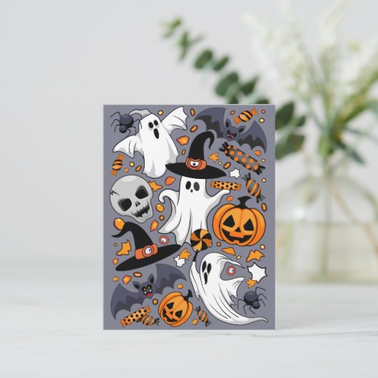 Ghosts Spooky en griezelige Schattigee Monsters Feestdagenkaart (Staand voorkant)