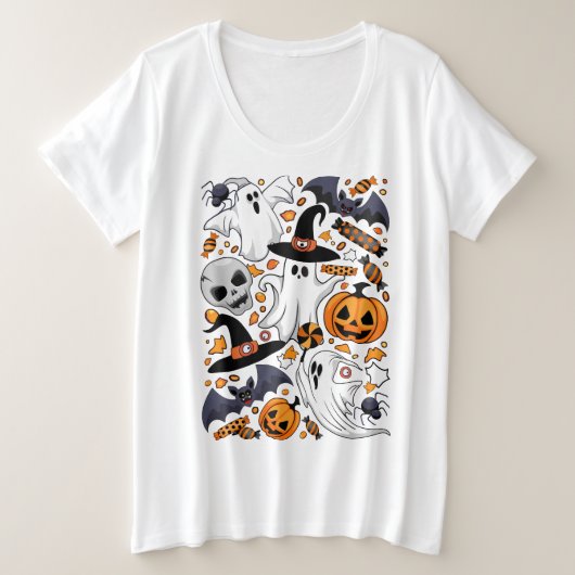 Ghosts Spooky en griezelige Schattigee Monsters Grote Maat T-shirt (Design voorkant)