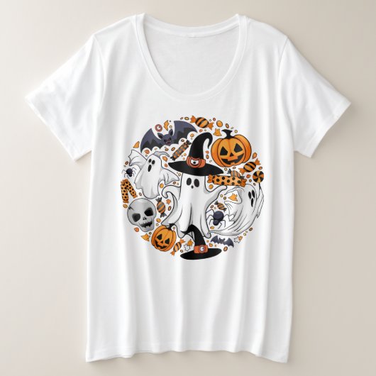 Ghosts Spooky en griezelige Schattigee Monsters Grote Maat T-shirt (Design voorkant)