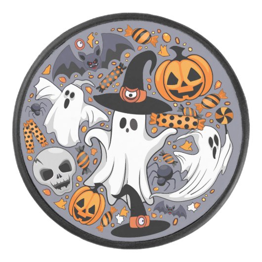 Ghosts Spooky en griezelige Schattigee Monsters Hockey Puck (Voorkant)