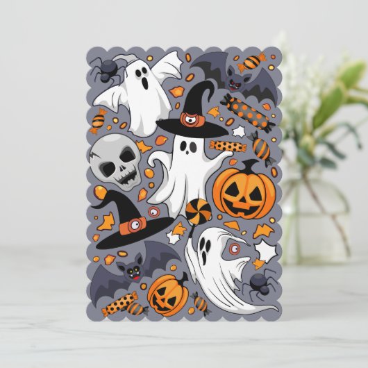 Ghosts Spooky en griezelige Schattigee Monsters Kaart (Staand voorkant)