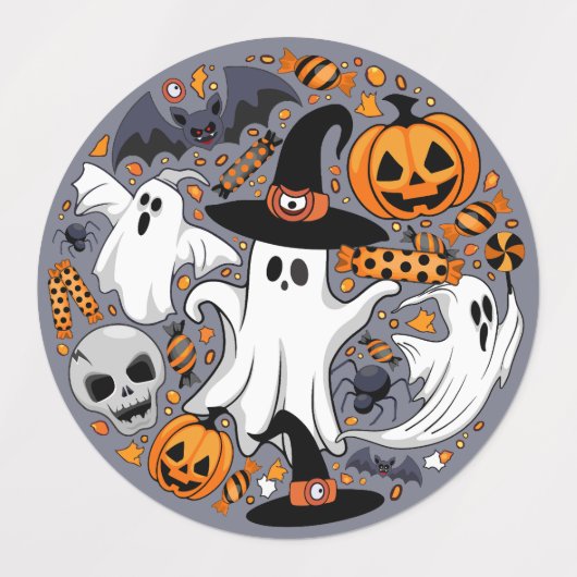 Ghosts Spooky en griezelige Schattigee Monsters Labels (Design 2)