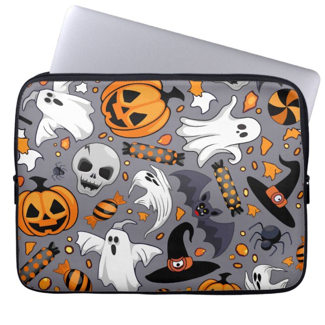 Ghosts Spooky en griezelige Schattigee Monsters Laptop Sleeve (Voorkant)