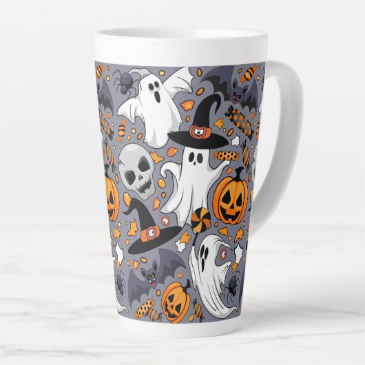 Ghosts Spooky en griezelige Schattigee Monsters Latte Mok (Rechterhoek)