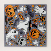 Ghosts Spooky en griezelige Schattigee Monsters Legpuzzel (Horizontaal)