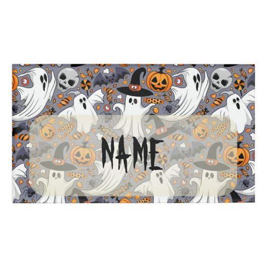 Ghosts Spooky en griezelige Schattigee Monsters Naambadge (Voorkant)