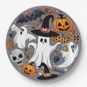 Ghosts Spooky en griezelige Schattigee Monsters Papieren Bordje (Voorkant)