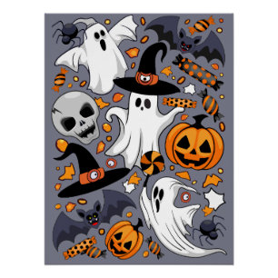 Ghosts Spooky en griezelige Schattigee Monsters Perfect Poster