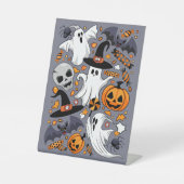 Ghosts Spooky en griezelige Schattigee Monsters Reclamebord Met Voetstuk (Voorkant)