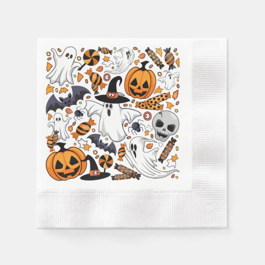 Ghosts Spooky en griezelige Schattigee Monsters Servet (Voorkant)