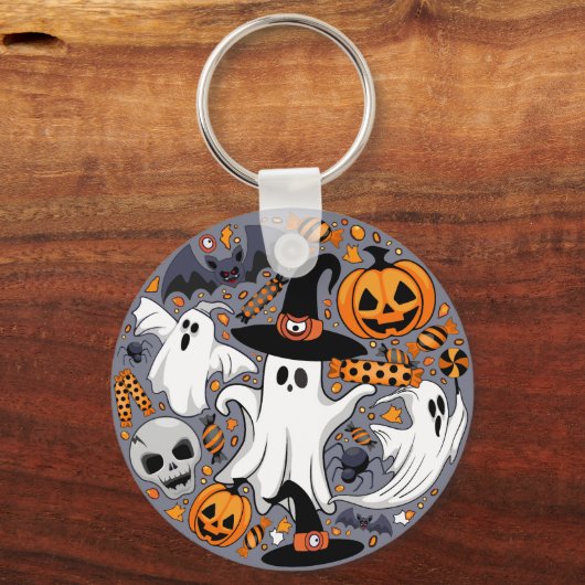Ghosts Spooky en griezelige Schattigee Monsters Sleutelhanger (Voorkant)