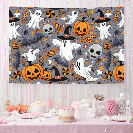 Ghosts Spooky en griezelige Schattigee Monsters Spandoek (Feest)