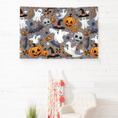 Ghosts Spooky en griezelige Schattigee Monsters Spandoek (Insitu)