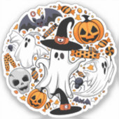 Ghosts Spooky en griezelige Schattigee Monsters Sticker (Voorkant)