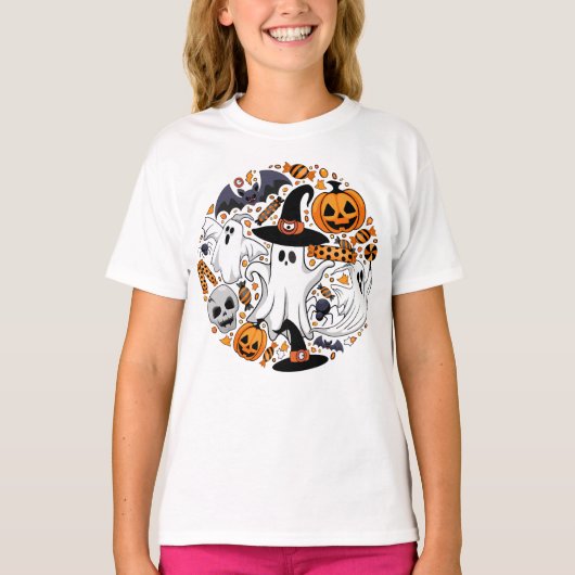 Ghosts Spooky en griezelige Schattigee Monsters T-shirt (Voorkant)