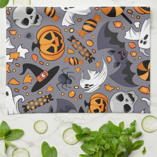 Ghosts Spooky en griezelige Schattigee Monsters Theedoek (Gevouwen)