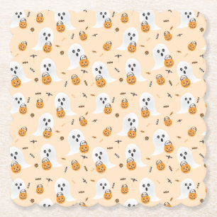 Ghosts Trick or treat Halloween Snoep Pail Patroon Kartonnen Onderzetters