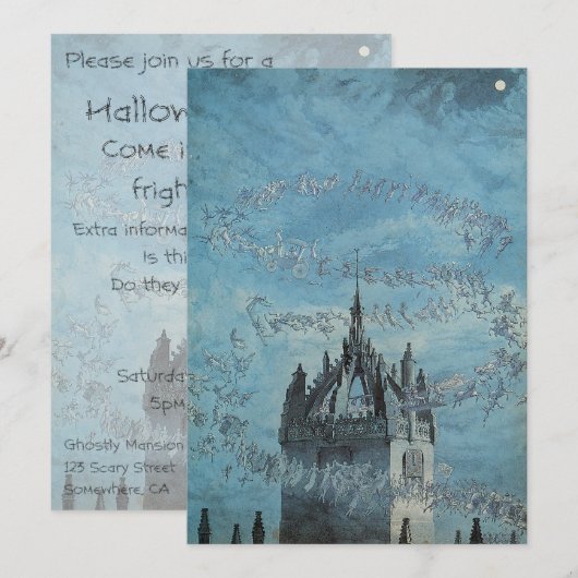 Ghosts vliegen rond een kerktoren Halloween Kaart (Voorkant / Achterkant)