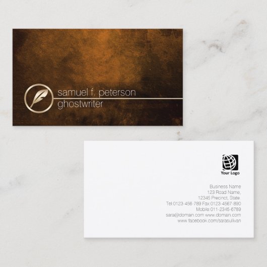 Ghostwriter Gold Pen Nib Icon Publishing Visitekaartje (Voorkant / Achterkant)