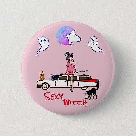 Ghosty Ghost Pink Halloween Button (Voorkant)