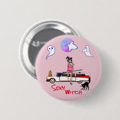Ghosty Ghost Pink Halloween Button (Voorkant /achterkant)